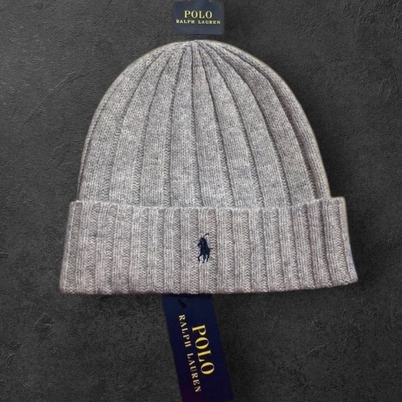 Vintage 1990's Polo by Ralph Lauren Light Gray Knit Hat Rare - Picture 1 of 1